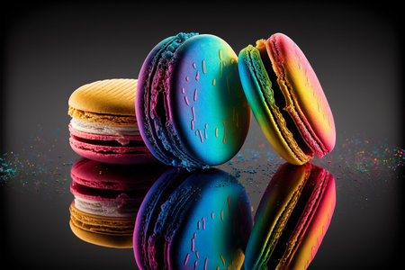 French macarons are incredibly soft, light, and chewy sandwich cookies created with generative AI technology. High quality illustrationの写真素材