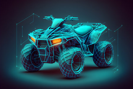 Hologram quad bike created with generative AI technology. High quality illustrationの写真素材