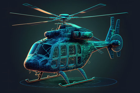 Hologram of helicopter created with generative AI technology. High quality illustrationの写真素材