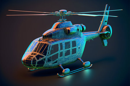 Hologram of helicopter created with generative AI technology. High quality illustrationの写真素材