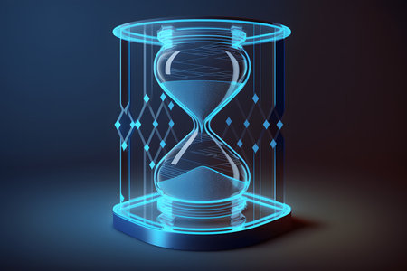 Hologram of hourglass created with generative AI technology. High quality illustrationの写真素材