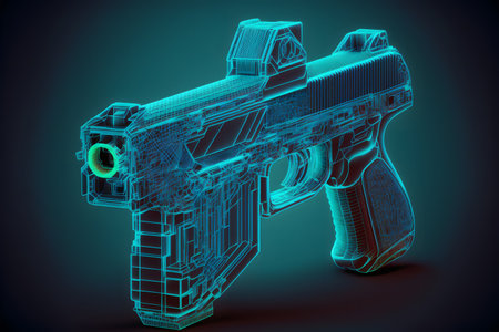 Hologram of gun , created with generative AI technology. High quality illustrationの写真素材