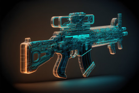 Hologram assault rifle, created with generative AI technology. High quality illustrationの写真素材
