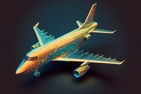 Hologram jet aircraft, created with generative AI technology. High quality illustrationの写真素材