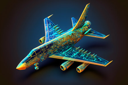 Hologram jet aircraft, created with generative AI technology. High quality illustrationの写真素材