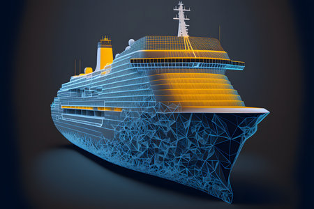 Hologram cruise liner, created with generative AI technology. High quality illustration