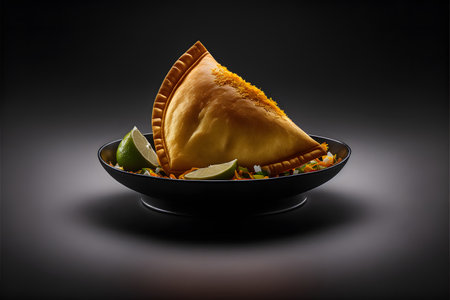 SOPAPILLA on black background created with generative AI technology. High quality illustrationの写真素材