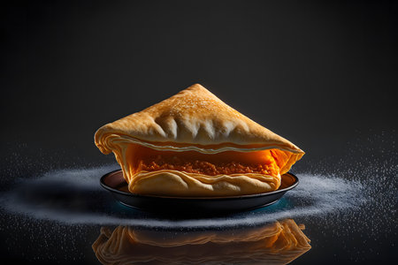 SOPAPILLA on black background created with generative AI technology. High quality illustrationの写真素材