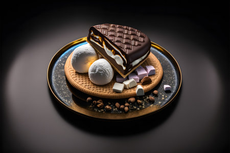 SMORES on black background created with generative AI technology. High quality illustrationの写真素材