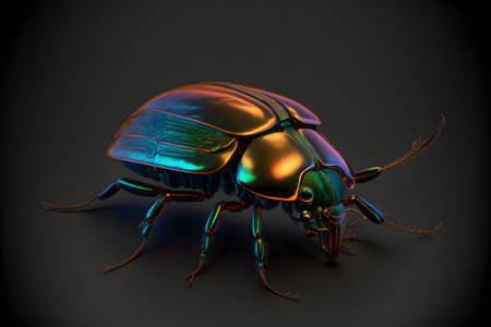 scarab beetle on black background created with generative AI technology. High quality illustrationの写真素材