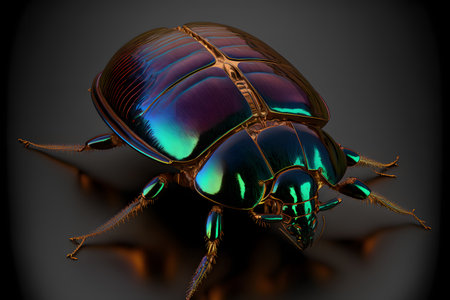 scarab beetle on black background created with generative AI technology. High quality illustrationの写真素材
