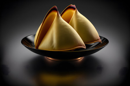 Qatayef on black background created with generative AI technology. High quality illustrationの写真素材