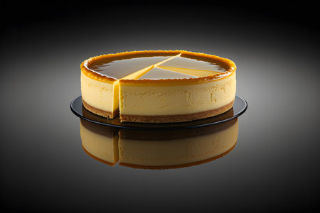 New York Cheesecake on black background created with generative AI technology. High quality illustrationの写真素材