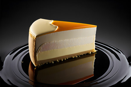 New York Cheesecake on black background created with generative AI technology. High quality illustrationの写真素材