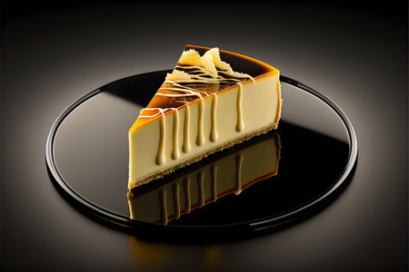 New York Cheesecake on black background created with generative AI technology. High quality illustrationの写真素材