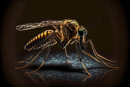 mosquito on black background created with generative AI technology. High quality illustrationの写真素材