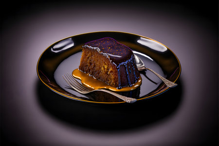 MALVA PUDDING on black background created with generative AI technology. High quality illustrationの写真素材