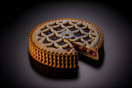 Linzer Torte on black background created with generative AI technology. High quality illustrationの写真素材