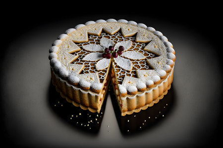 Linzer Torte on black background created with generative AI technology. High quality illustrationの写真素材