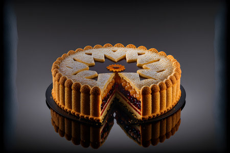 Linzer Torte on black background created with generative AI technology. High quality illustrationの写真素材
