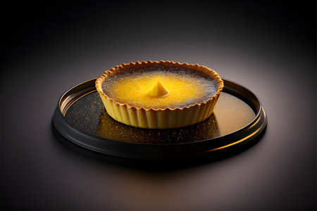 Lemon Tart on black background created with generative AI technology. High quality illustrationの写真素材