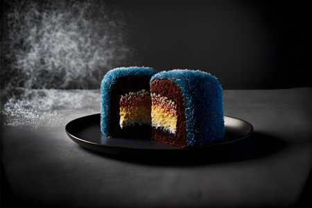 LAMINGTONS on black background created with generative AI technology. High quality illustrationの写真素材