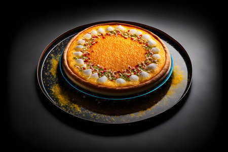 Knafeh on black background created with generative AI technology. High quality illustrationの写真素材