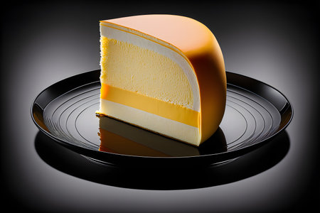 Japanese Cheesecake on black background created with generative AI technology. High quality illustrationの写真素材