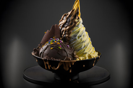 Gelato on black background created with generative AI technology. High quality illustrationの写真素材