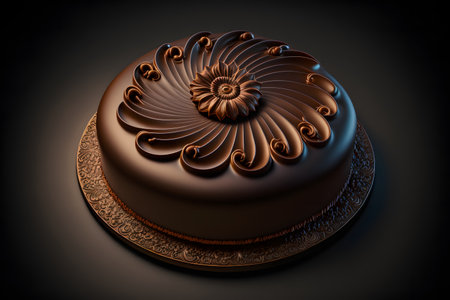 Gateau Fondant au Chocolat on black background created with generative AI technology. High quality illustrationの写真素材