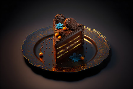 Gateau Fondant au Chocolat on black background created with generative AI technology. High quality illustrationの写真素材