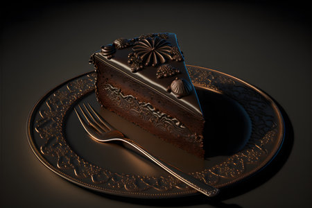 Gateau Fondant au Chocolat on black background created with generative AI technology. High quality illustrationの写真素材