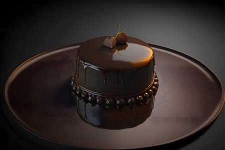 Gateau Fondant au Chocolat on black background created with generative AI technology. High quality illustrationの写真素材