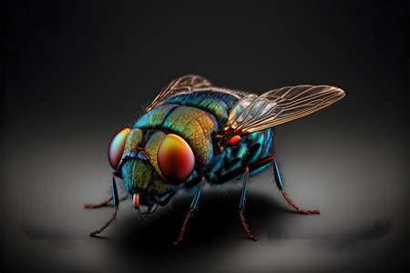 fly on black background created with generative AI technology. High quality illustrationの写真素材