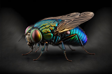 fly on black background created with generative AI technology. High quality illustrationの写真素材