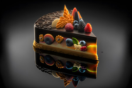 Eszterhazy Torta on black background created with generative AI technology. High quality illustrationの写真素材