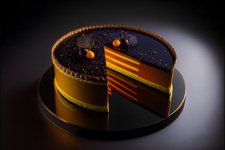 Eszterhazy Torta on black background created with generative AI technology. High quality illustrationの写真素材