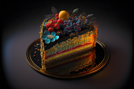 Eszterhazy Torta on black background created with generative AI technology. High quality illustrationの写真素材