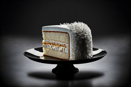 Coconut Cake on black background created with generative AI technology. High quality illustrationの写真素材