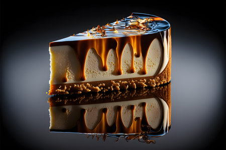 Cheesecake on black background created with generative AI technology. High quality illustrationの写真素材