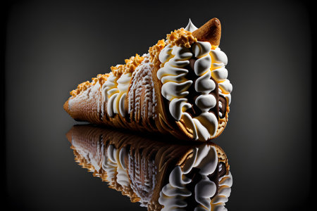 CANNOLI on black background created with generative AI technology. High quality illustrationの写真素材