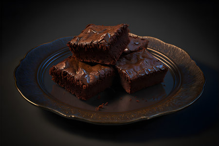 Brownies on black background created with generative AI technology. High quality illustrationの写真素材