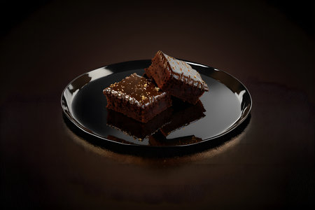 Brownies on black background created with generative AI technology. High quality illustrationの写真素材