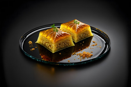BAKLAVA on black background created with generative AI technology. High quality illustrationの写真素材