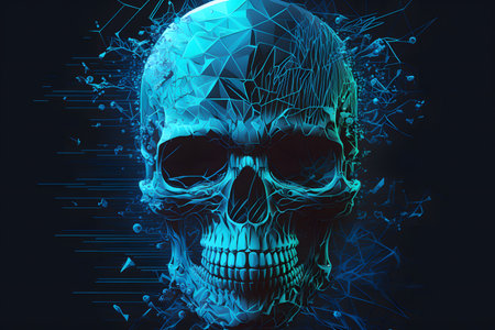 Human skull created with generative AI technology. High quality illustrationの写真素材