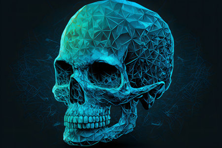 Human skull created with generative AI technology. High quality illustrationの写真素材