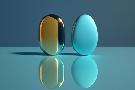 pills isolated on a blue background created with generative AI technology. High quality illustrationの写真素材