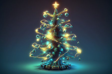 electronic Christmas tree created with generative AI technology. High quality illustrationの写真素材