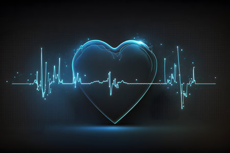 Heart beats cardiogram created with generative AI technology. High quality illustrationの写真素材