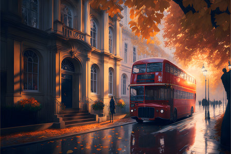 Autumn in London created with generative AI technology. High quality illustrationの写真素材